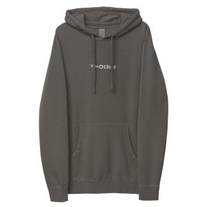 Pigment-dyed black hoodie featuring The Other logo