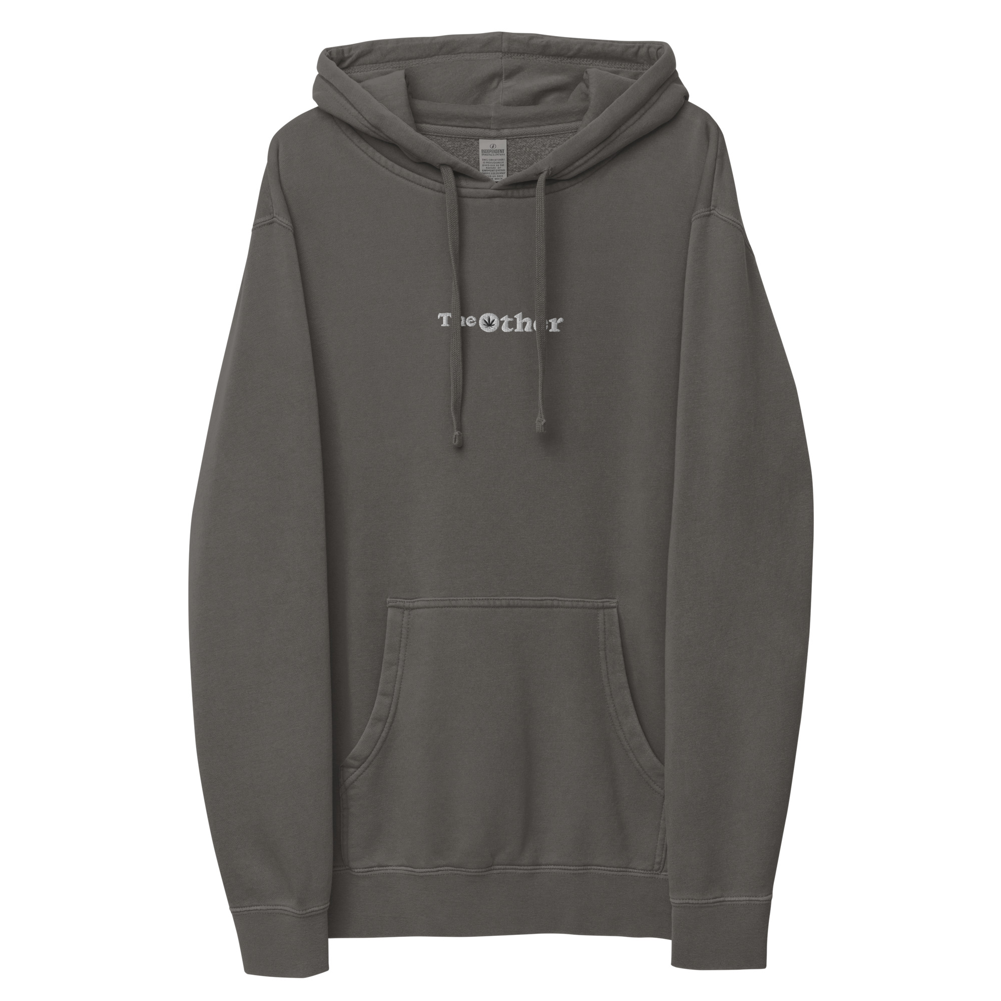 Pigment-dyed black hoodie featuring The Other logo